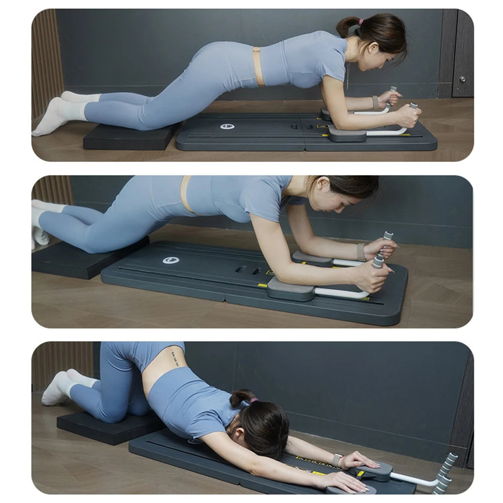 Fitness Plate Abdominal Board Non Slip Push up Board Automatic Rebound Leg & Arm Toner Pilates Reformer Set for Muscle Curling