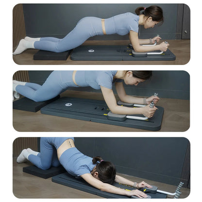 Fitness Plate Abdominal Board Non Slip Push up Board Automatic Rebound Leg & Arm Toner Pilates Reformer Set for Muscle Curling