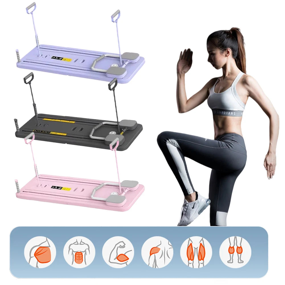 Fitness Plate Abdominal Board Non Slip Push up Board Automatic Rebound Leg & Arm Toner Pilates Reformer Set for Muscle Curling
