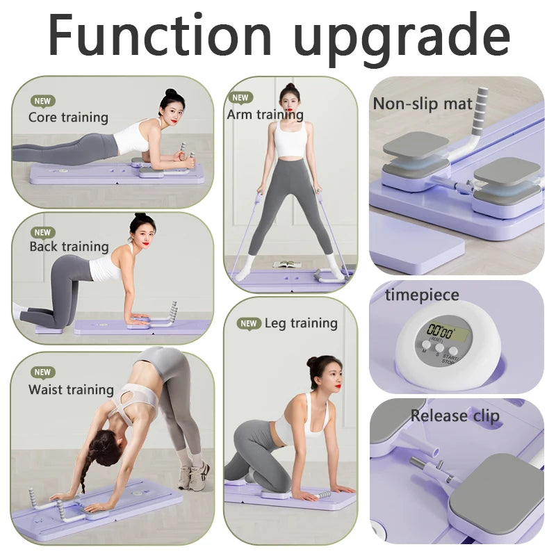 Fitness Plate Abdominal Board Non Slip Push up Board Automatic Rebound Leg & Arm Toner Pilates Reformer Set for Muscle Curling